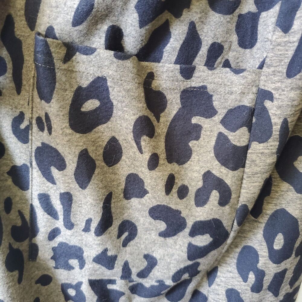 Tickled Teal Womens L Brown Leopard Stretch Open Front Cardigan Pockets Large - Picture 6 of 10